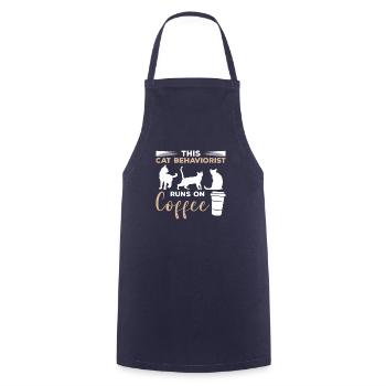 This Cat Behaviorist Runs On Coffee Cats - Cooking Apron - navy - Front - AI Model Male 185 dark (185cm)