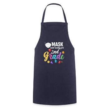 Mask and ready for 2nd class, ready for - Cooking Apron - navy - Front - AI Model Male 185 dark (185cm)