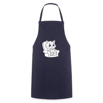 Katze - Kochschürze - Navy - Vorne - AI Model Male 185 dark (185cm)