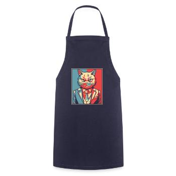 Katze - Kochschürze - Navy - Vorne - AI Model Male 185 dark (185cm)