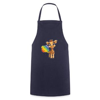 Girafe Drôle Arc-en-Ciel Pet - Tablier de cuisine - marine - Devant - AI Model Male 185 dark (185cm)