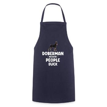 Dobermans, because people - Cooking Apron - navy - Front - AI Model Male 185 dark (185cm)