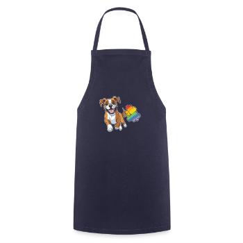 Boxer Hund Deutscher Boxer Regenbogen - Kochschürze - Navy - Vorne - AI Model Male 185 dark (185cm)
