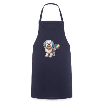 Old English Shepherd Bobtail Cute - Cooking Apron - navy - Front - AI Model Male 185 dark (185cm)