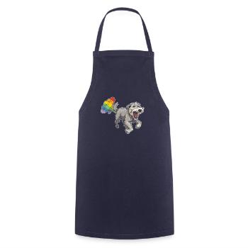Irischer Wolfshund Regenbogen Regenbogenfurz - Kochschürze - Navy - Vorne - AI Model Male 185 dark (185cm)