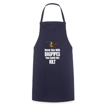 Never run with bagpipes, you'll get kilt - Cooking Apron - navy - Front - AI Model Male 185 dark (185cm)