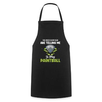 The voices in my head tell me that I'm - Cooking Apron - black - Front - AI Model Male 185 dark (185cm)
