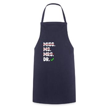 Fräulein Dr. Stolz Ph.d. Doctorate Bachelor - Cooking Apron - navy - Front - AI Model Male 185 dark (185cm)