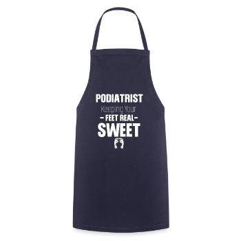 Podiatrist keeps you on her toes, pedicure, beautician - Cooking Apron - navy - Front - AI Model Male 185 dark (185cm)