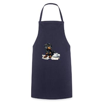 Cute Dachshund Doxie with a Cup of Coffee Wiener - Cooking Apron - navy - Front - AI Model Male 185 dark (185cm)