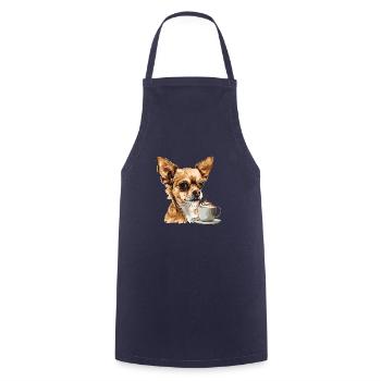 Chihuahua mignon avec une tasse de café Chiwawa - Tablier de cuisine - marine - Devant - AI Model Male 185 dark (185cm)