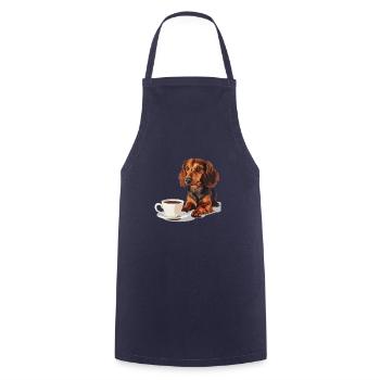 Cute Dachshund Doxie with a Cup of Coffee Wiener - Cooking Apron - navy - Front - AI Model Male 185 dark (185cm)