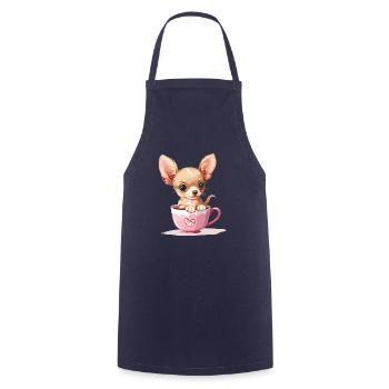 Chihuahua mignon avec une tasse de café Chiwawa - Tablier de cuisine - marine - Devant - AI Model Male 185 dark (185cm)