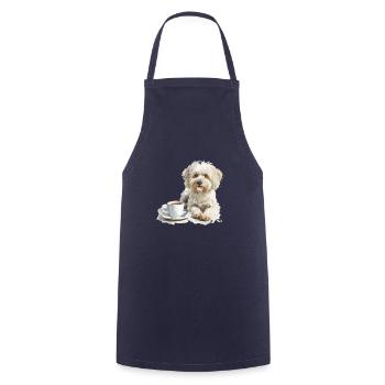 Maltipoo mignon avec une tasse de café Maltipoo - Tablier de cuisine - marine - Devant - AI Model Male 185 dark (185cm)