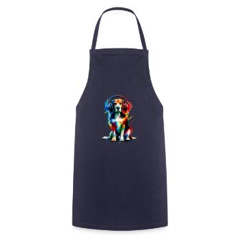 Colorful Splash Art Headphones Beagle Dog Beagles - Cooking Apron - navy - Front - AI Model Male 185 dark (185cm)