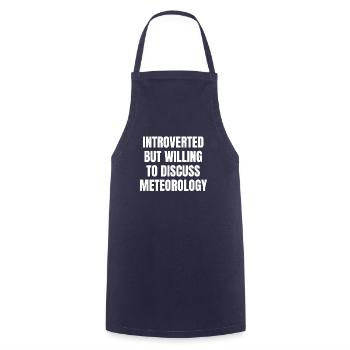 Introverted, but willing to talk about meteorological - Cooking Apron - navy - Front - AI Model Male 185 dark (185cm)