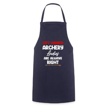 Left-handed archers ladies are always - Cooking Apron - navy - Front - AI Model Male 185 dark (185cm)