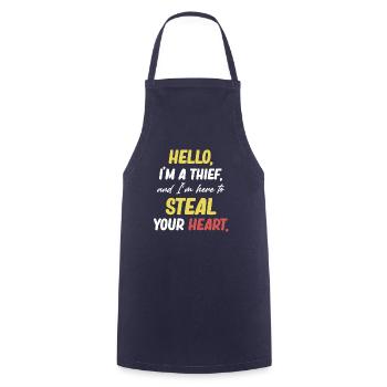 Hello, I'm a thief and I'm here to get your - Cooking Apron - navy - Front - AI Model Male 185 dark (185cm)