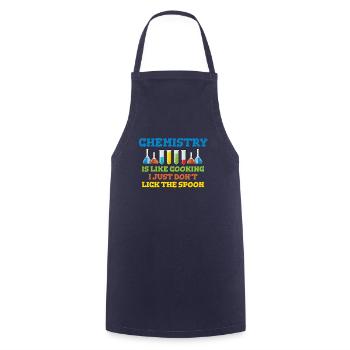 Chemistry is like cooking (just don't lick the spoon) - Cooking Apron - navy - Front - AI Model Male 185 dark (185cm)