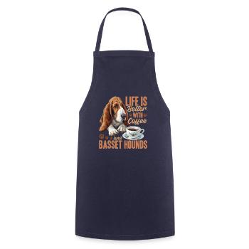 Basset Hound Dog Breed Life is Better with Coffee - Kochschürze - Navy - Vorne - AI Model Male 185 dark (185cm)