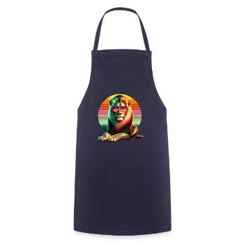 Pop Art Sunglasses Lions Wildlife Safari Zoo - Cooking Apron - navy - Front - AI Model Male 185 dark (185cm)