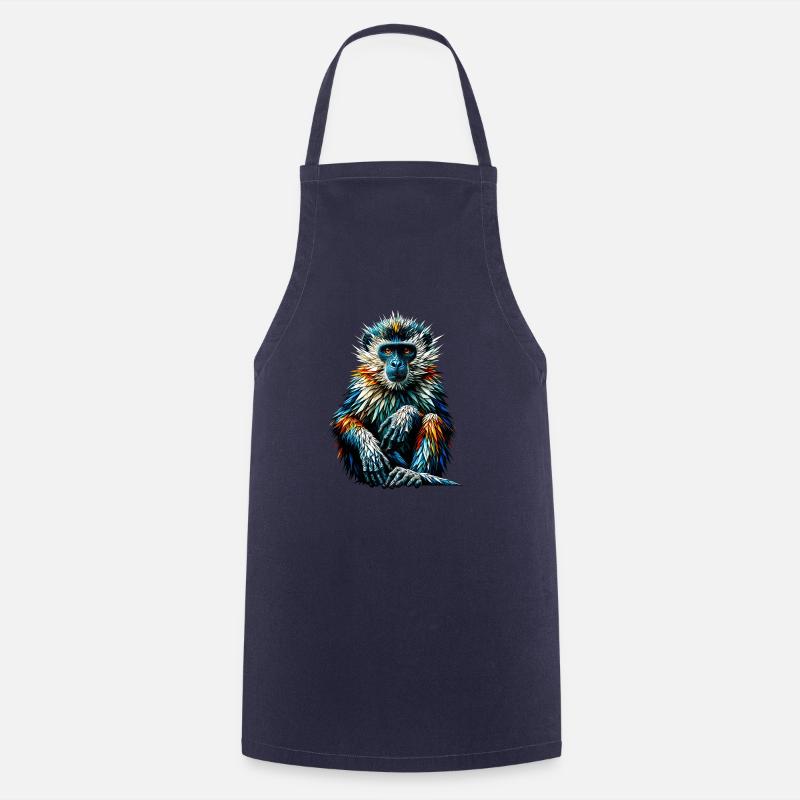 Polygon Art Monkey Lover Ape Chimpanzee Monkeys - Cooking Apron - navy