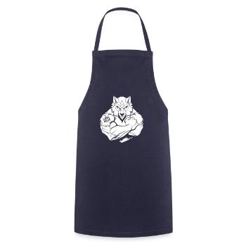 Loup biceps tatouage j’aime maman - Tablier de cuisine - marine - Devant - AI Model Male 185 dark (185cm)