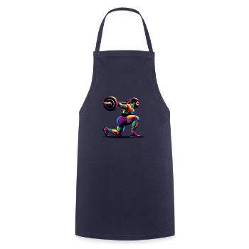 Colorful Pop Art Weightlifter Weights - Cooking Apron - navy - Front - AI Model Male 185 dark (185cm)
