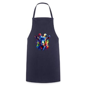 Colorful Splash Art Goats Farm Animal Goat Lover - Cooking Apron - navy - Front - AI Model Male 185 dark (185cm)