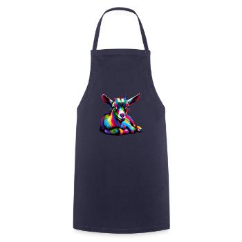 Colorful Pop Art Goats Farm Animal Goat Lover - Cooking Apron - navy - Front - AI Model Male 185 dark (185cm)