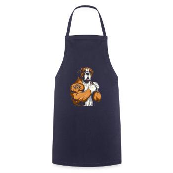 Bernhardiner Bizeps Tattoo I Love Dad - Kochschürze - Navy - Vorne - AI Model Male 185 dark (185cm)