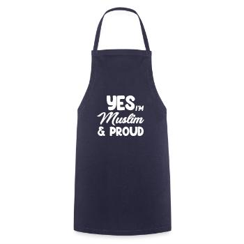 Yes, I am a Muslim and a proud Arab Kareem - Cooking Apron - navy - Front - AI Model Male 185 dark (185cm)