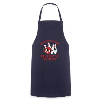 Bowling puns are just right for - Cooking Apron - navy - Front - AI Model Male 185 dark (185cm)