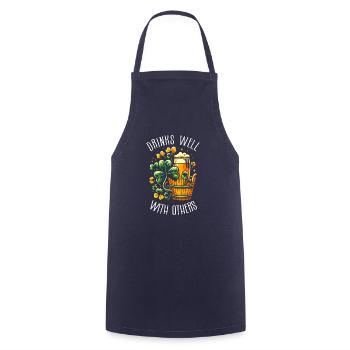 Drinks Well With Others St. Patrick's Day Shamrock - Cooking Apron - navy - Front - AI Model Male 185 dark (185cm)