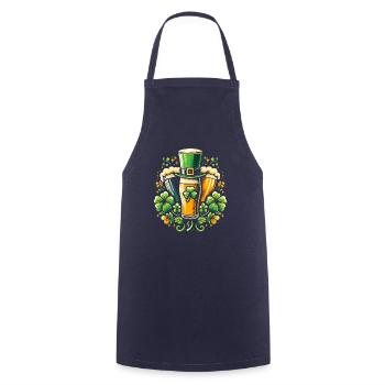 Shamrock irlandais St Patricks Boire de la bière - Tablier de cuisine - marine - Devant - AI Model Male 185 dark (185cm)