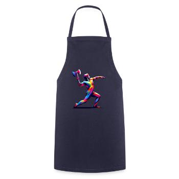 Pop Art Axe Throwing Hatchet Thrower Axes - Cooking Apron - navy - Front - AI Model Male 185 dark (185cm)