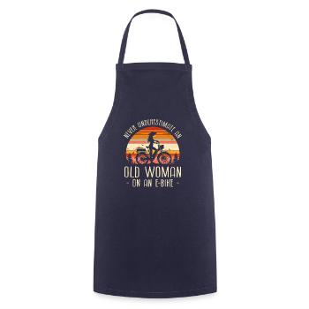 Never Underestimate An Old Woman On An E-Bike - Cooking Apron - navy - Front - AI Model Male 185 dark (185cm)