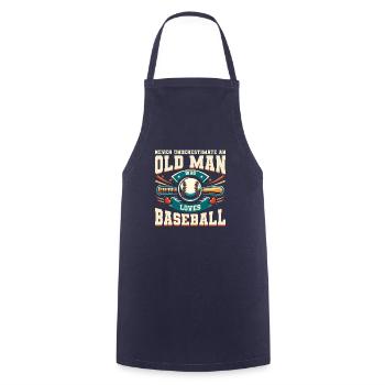 Ne sous-estimez jamais un vieil homme qui aime le baseball - Tablier de cuisine - marine - Devant - AI Model Male 185 dark (185cm)