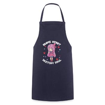 Anime Manga Anime Fille - Tablier de cuisine - marine - Devant - AI Model Male 185 dark (185cm)
