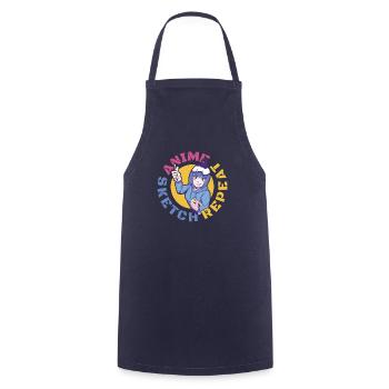Anime Manga Anime Fille - Tablier de cuisine - marine - Devant - AI Model Male 185 dark (185cm)