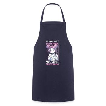 Anime Manga Anime Fille - Tablier de cuisine - marine - Devant - AI Model Male 185 dark (185cm)