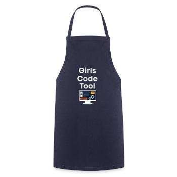 Girls program programmers too - Cooking Apron - navy - Front - AI Model Male 185 dark (185cm)