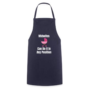 Midwives can do it in any position - Cooking Apron - navy - Front - AI Model Male 185 dark (185cm)