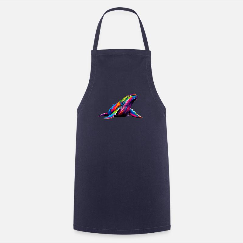 Bunte Pop Art Buckelwale Buckelwale - Kochschürze - Navy