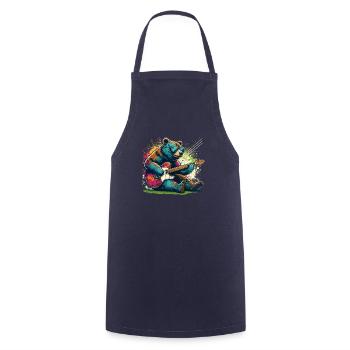 Splash Art Bear Playing Electric Guitar Guitars - Cooking Apron - navy - Front - AI Model Male 185 dark (185cm)