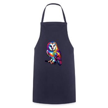 Colorful Pop Art Barn Owl Owls - Cooking Apron - navy - Front - AI Model Male 185 dark (185cm)