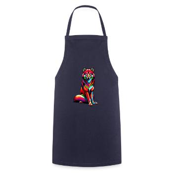 Colorful Pop Art Red Wolf Lover Wolves - Cooking Apron - navy - Front - AI Model Male 185 dark (185cm)