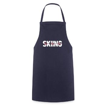 Skifahren Apres Ski Ekg Heartbeat - Kochschürze - Navy - Vorne - AI Model Male 185 dark (185cm)