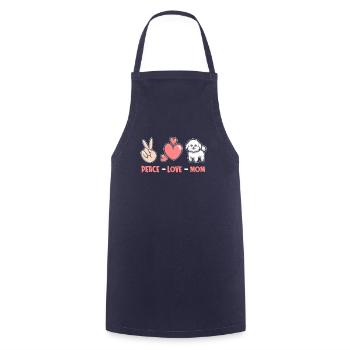 Bichon Frize Peace Love Dog Mom - Cooking Apron - navy - Front - AI Model Male 185 dark (185cm)