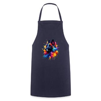 Colorful Splash Art Belgian Sheepdog Groenendael - Cooking Apron - navy - Front - AI Model Male 185 dark (185cm)